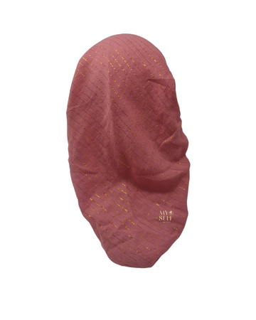 SG CS-03MP Medium Pink Golden Lurex Stripes Cotton Adjustable Pre-Tied Bandanna myselflingerie.com